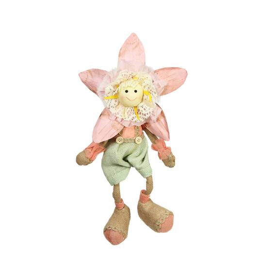 Gordon 31998611 17 in. White, Green & Yellow Spring Floral Standing Sunflower Girl Decorative Figure